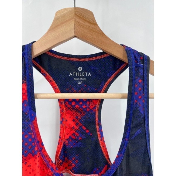 Athleta Womens XS Chi Tank Top Muscle Racerback Electro Vibrant Cobalt Red Blue - Picture 3 of 4